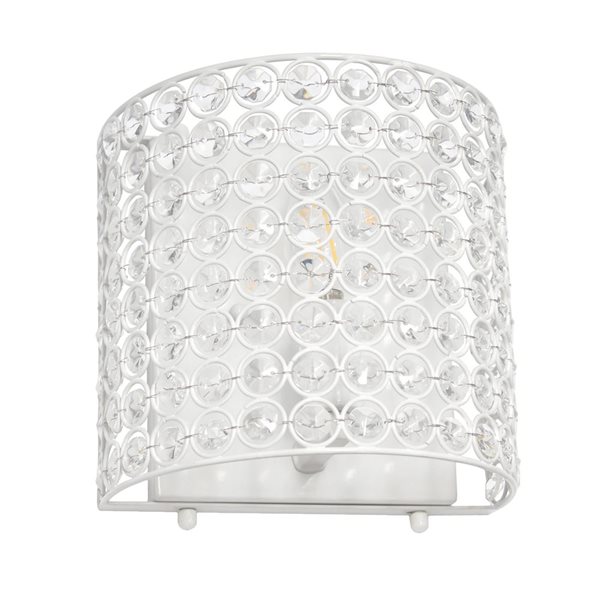 Lalia Home Elipse 1-Light White 8-in Modern Crystal and Metal Wall Sconce