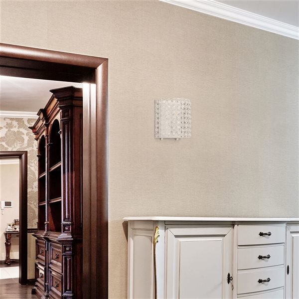 Lalia Home Elipse 1-Light White 8-in Modern Crystal and Metal Wall Sconce
