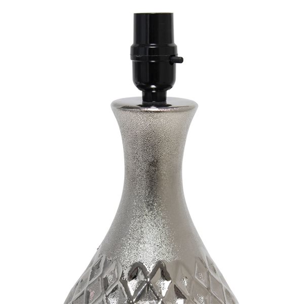 Lalia Home 20.5-in H Nickel Table Lamp w/ Diamond Pattern Base and White Shade