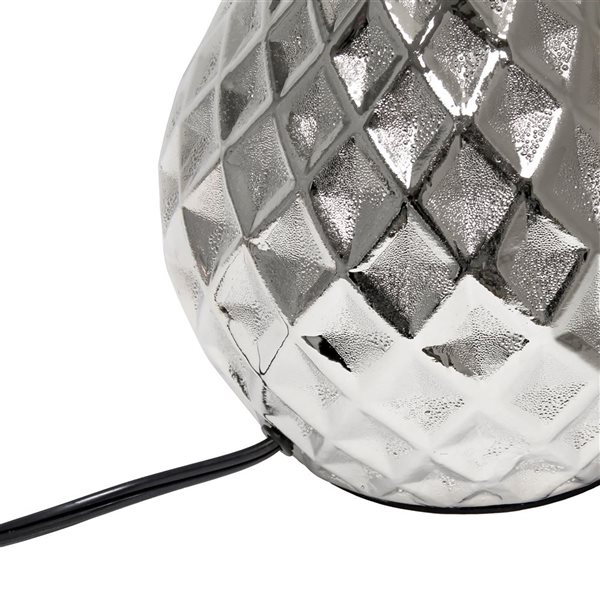 Lalia Home 20.5-in H Nickel Table Lamp w/ Diamond Pattern Base and White Shade