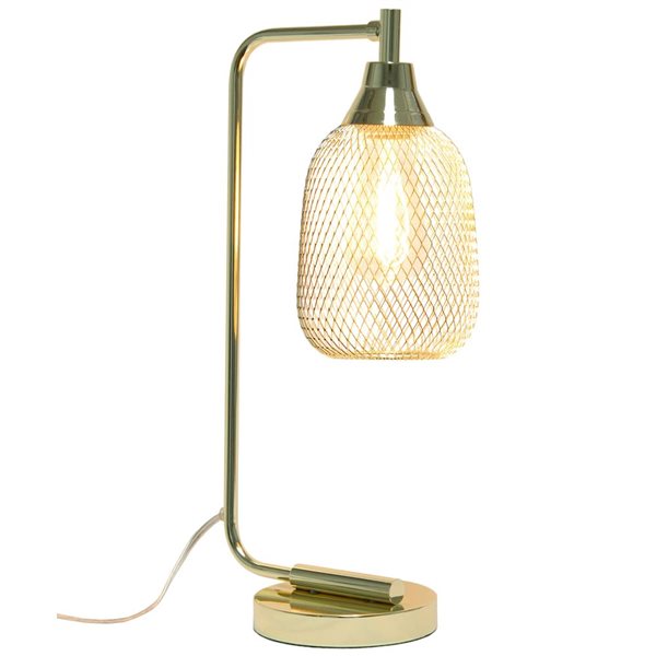 Elegant Designs 19-in H Gold Mesh Wire Desk Lamp w/ On/Off Switch and Metal Shade