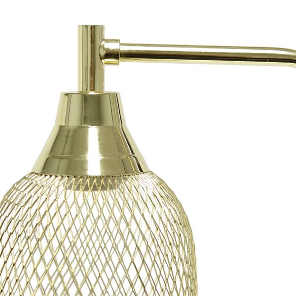 Elegant Designs 19-in H Gold Mesh Wire Desk Lamp w/ On/Off Switch and Metal Shade