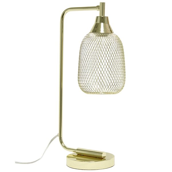 Elegant Designs 19-in H Gold Mesh Wire Desk Lamp w/ On/Off Switch and Metal Shade