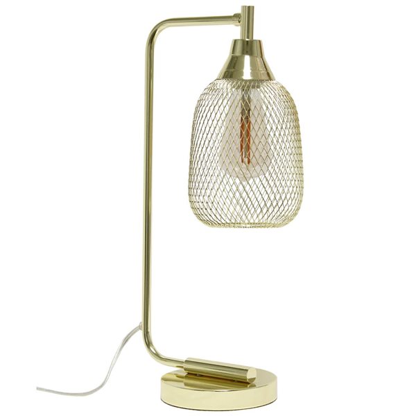 Elegant Designs 19-in H Gold Mesh Wire Desk Lamp w/ On/Off Switch and Metal Shade