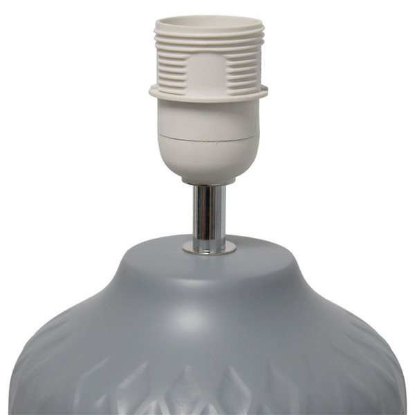 Simple Designs Touch of Chevron 17-in H Grey Ceramic Table Lamp w/ Drum Shade
