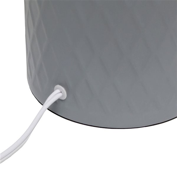 Simple Designs Touch of Chevron 17-in H Grey Ceramic Table Lamp w/ Drum Shade