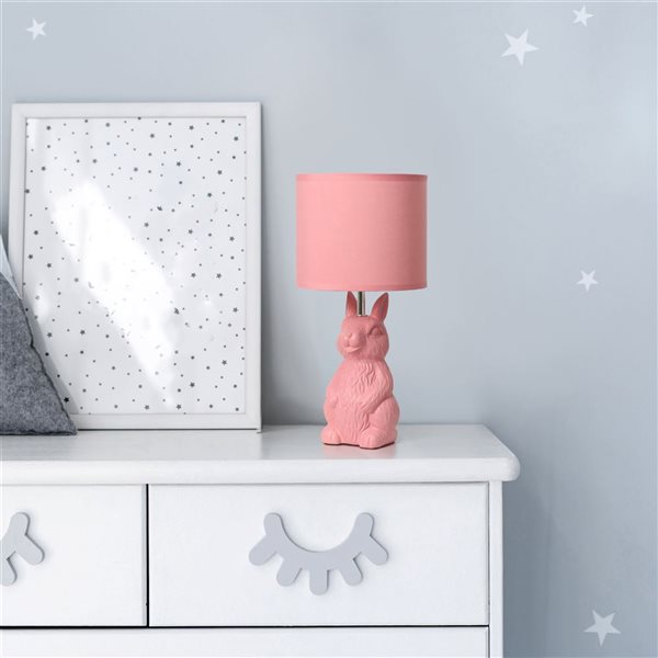 Simple Designs Cute Wonders 16.3-in H Pink Bunny Rabbit Table Lamp