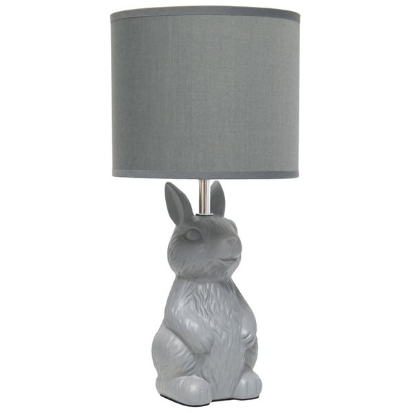 Simple Designs Cute Wonders 16.3-in H Grey Bunny Rabbit Table Lamp