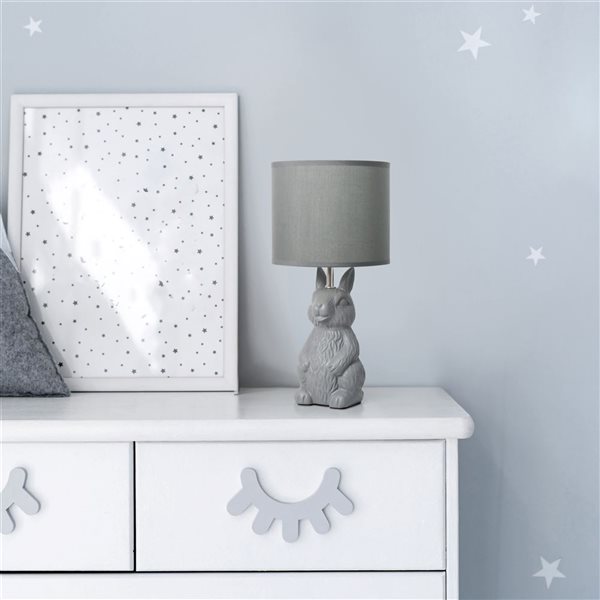 Simple Designs Cute Wonders 16.3-in H Grey Bunny Rabbit Table Lamp