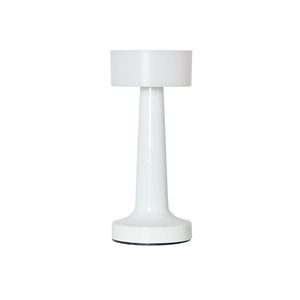 Simple Designs Mushroom Magic 8.5-in H White Cordless Dimmable and Rechargeable Saucer Desk Lamp w/ Touch Sensor