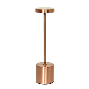 Simple Designs Mushroom Magic 12.75-in H Copper Cordless Disc Dimming and Rechargeable Stick Desk Lamp w/ Touch Sensor