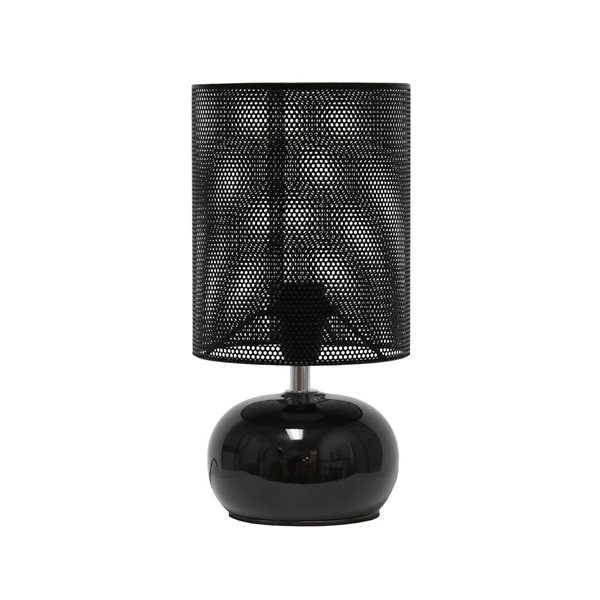 Simple Designs Mesh Around 10-in H Black Bedside Mini Ceramic Table Lamp w/ Mesh Shade