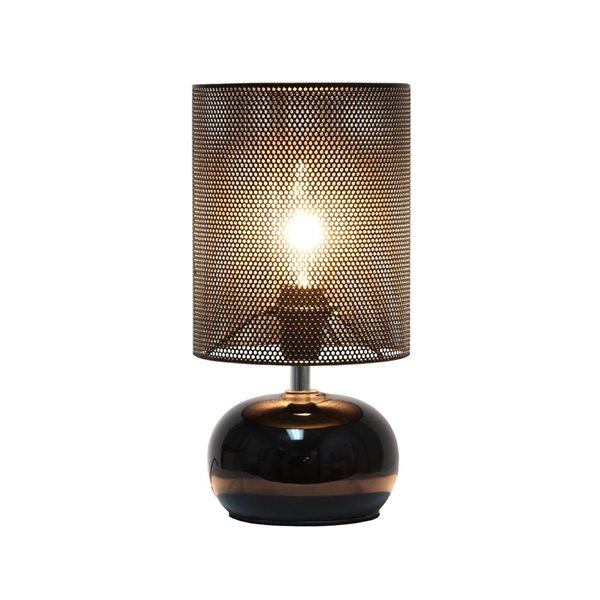 Simple Designs Mesh Around 10-in H Black Bedside Mini Ceramic Table Lamp w/ Mesh Shade