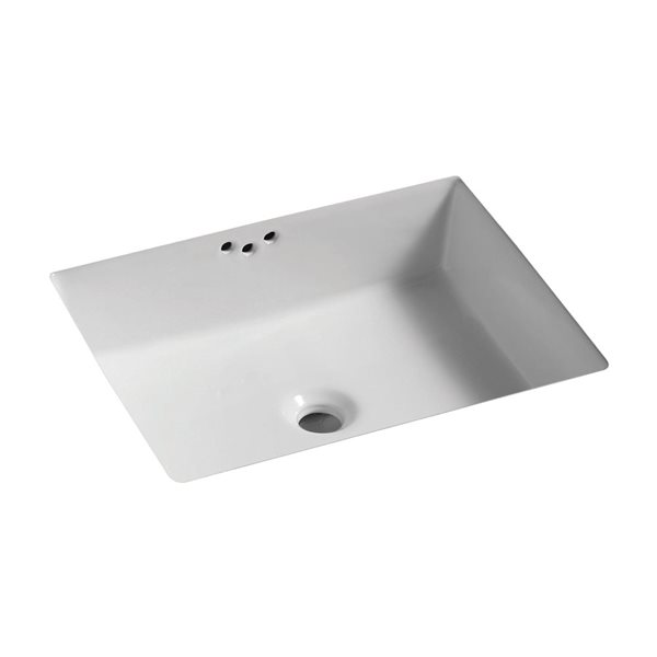 Valley Bath & Kitchen 20 x 15.75-in White Glossy Ceramic Rectangular Undermount Bathroom Sink - Drain Not Included