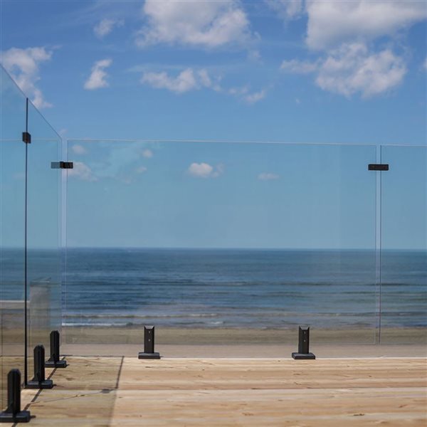 RF Tranparent 46 x 51.2-in Tempered Glass Panel for Glass Railing and Glass Fence 12-mm w/ 2 Spigots