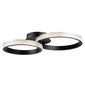 Artcraft Lighting Nova 30 W 24.8-in W Contemporary 2-Ring Integrated LED Flush-Mount Light - Matte Black