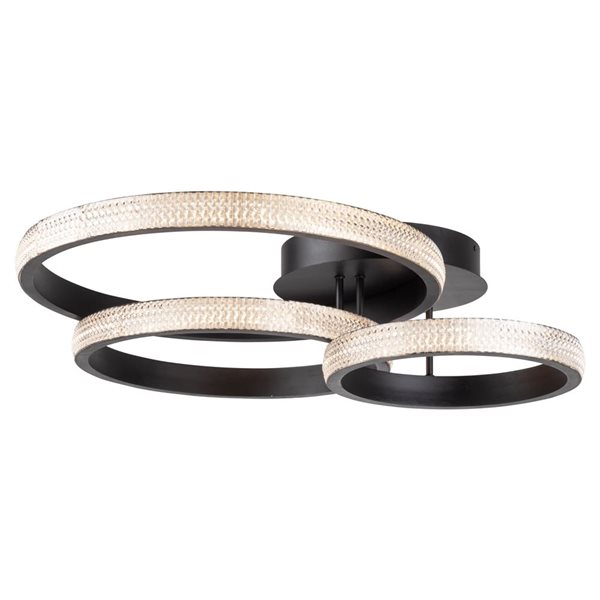 Artcraft Lighting Nova 40 W 30.7-in W Contemporary 3-Ring Integrated LED Flush-Mount Light - Matte Black