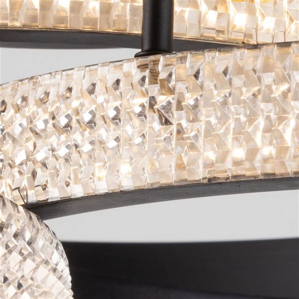 Artcraft Lighting Nova 40 W 30.7-in W Contemporary 3-Ring Integrated LED Flush-Mount Light - Matte Black