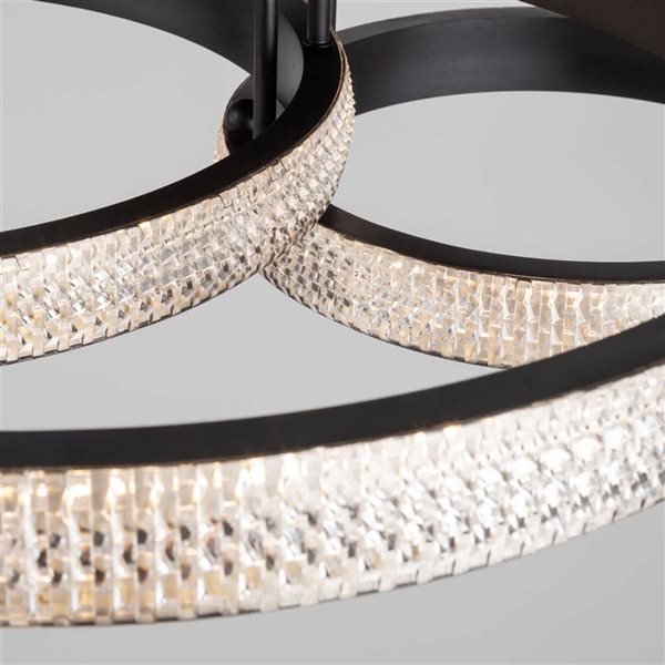 Artcraft Lighting Nova 40 W 30.7-in W Contemporary 3-Ring Integrated LED Flush-Mount Light - Matte Black