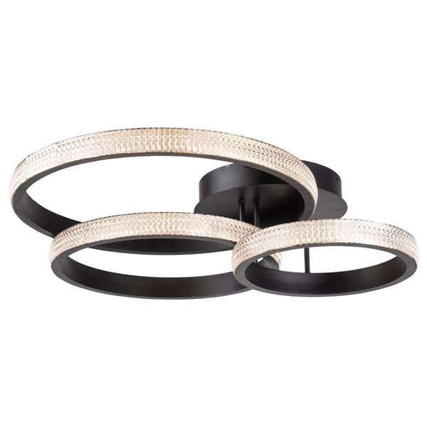 Artcraft Lighting Nova 40 W 30.7-in W Contemporary 3-Ring Integrated LED Flush-Mount Light - Matte Black