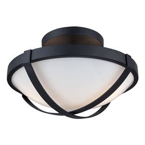 Artcraft Lighting Cara 12.5-in dia Black Metal Semi-Flush-Mount Light w/ Frosted Glass