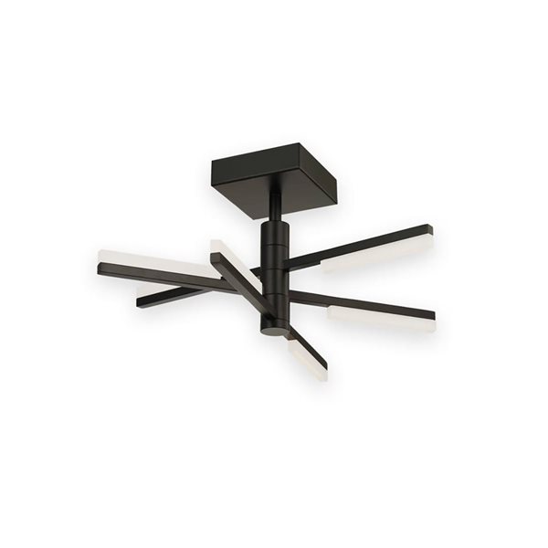 Artcraft Lighting Stix 18-in W Contemporary Integrated LED Semi-Flush-Mount Light w/ Rotatable Arms - Black