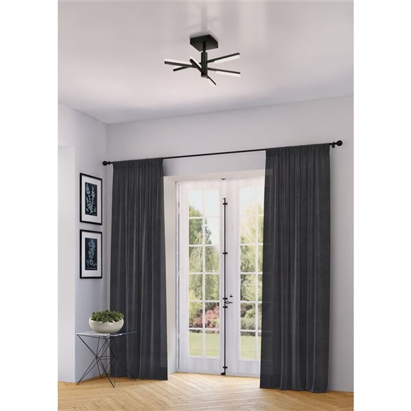 Artcraft Lighting Stix 18-in W Contemporary Integrated LED Semi-Flush-Mount Light w/ Rotatable Arms - Black