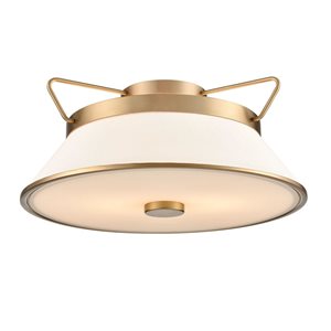 Artcraft Lighting Layla 17-in W Glam Brushed Brass Semi-Flush-Mount Light w/ Fabric Shade and Frosted Glass