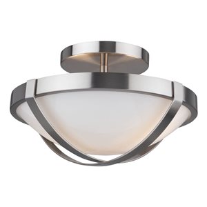 Artcraft Lighting Cara 12.5-in dia Brushed Nickel Metal Semi-Flush-Mount Light w/ Frosted Glass