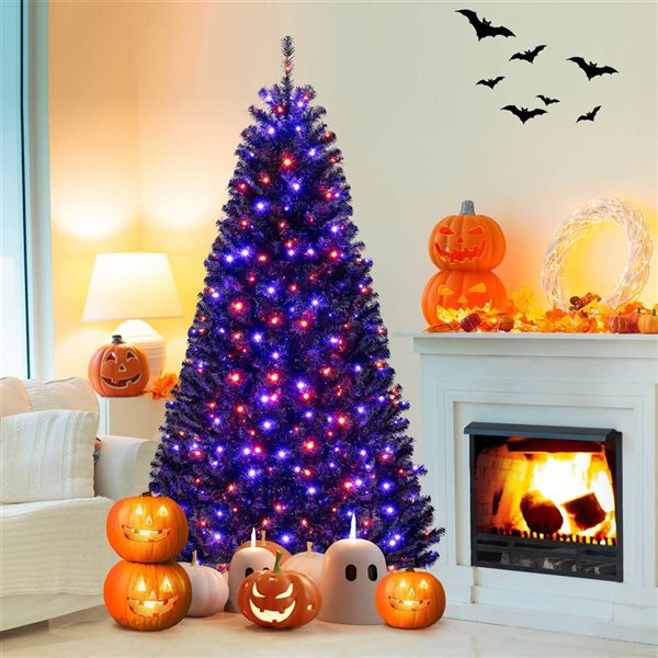 Costway 7-ft Halloween Tree Artificial Decoration Tree w/ 1040 Branch Tips and 6 Lighting Modes