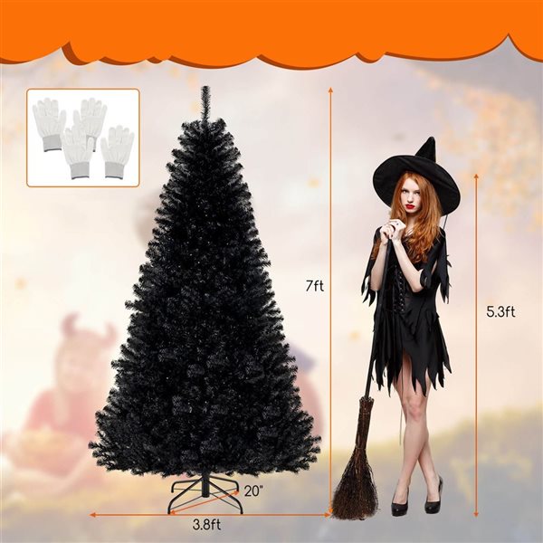 Costway 7-ft Halloween Tree Artificial Decoration Tree w/ 1040 Branch Tips and 6 Lighting Modes