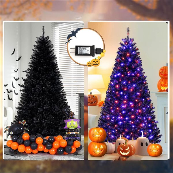Costway 7-ft Halloween Tree Artificial Decoration Tree w/ 1040 Branch Tips and 6 Lighting Modes