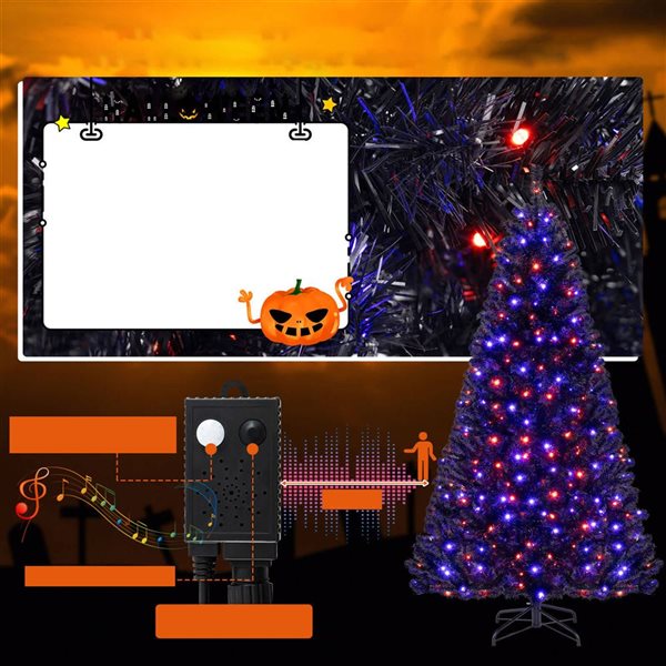 Costway 7-ft Halloween Tree Artificial Decoration Tree w/ 1040 Branch Tips and 6 Lighting Modes