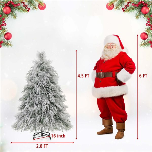 Costway 4.5-ft Prelit Artificial Christmas Tree w/ 279 PVC Pine Needles