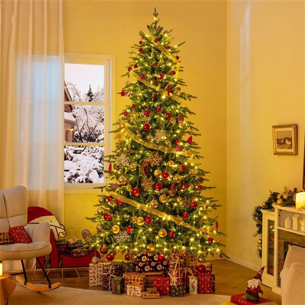 Costway 9-ft Artificial Christmas Tree w/ 1770 Branch Tips and 560 LED Lights + Timer and Remote