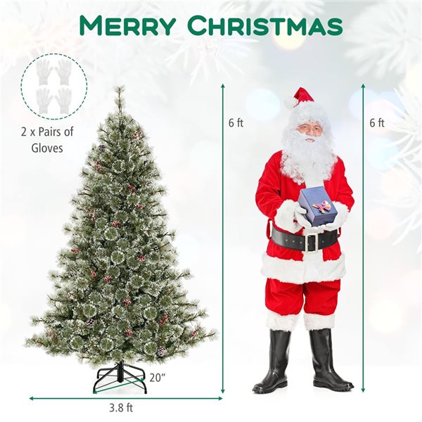 Costway 6-ft Artificial Christmas Tree w/ 360° Quick Power Connector and 598 Pine Needles