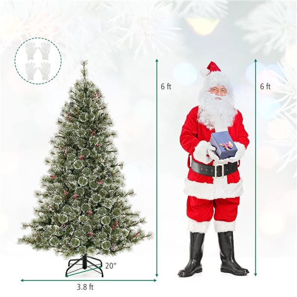Costway 6-ft Artificial Christmas Tree w/ 360° Quick Power Connector and 598 Pine Needles