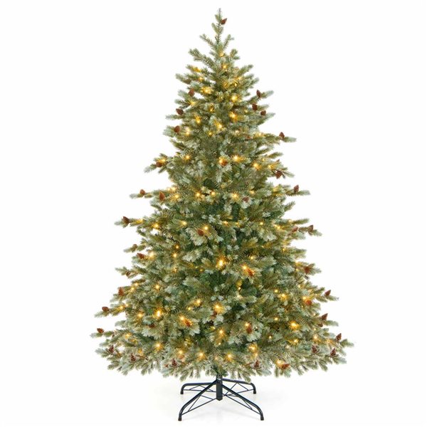 Costway 6-ft Artificial Christmas Tree w/ 590 Branch Tips and 240 Warm White LED Lights