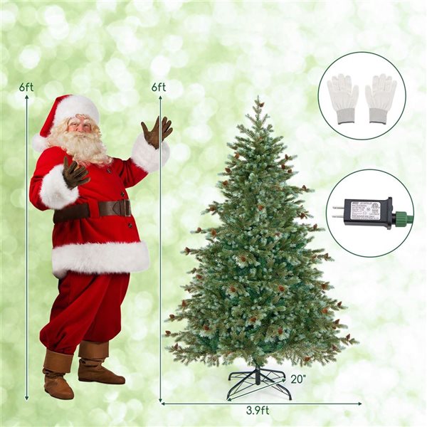 Costway 6-ft Artificial Christmas Tree w/ 590 Branch Tips and 240 Warm White LED Lights