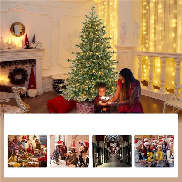 Costway 6-ft Artificial Christmas Tree w/ 590 Branch Tips and 240 Warm White LED Lights