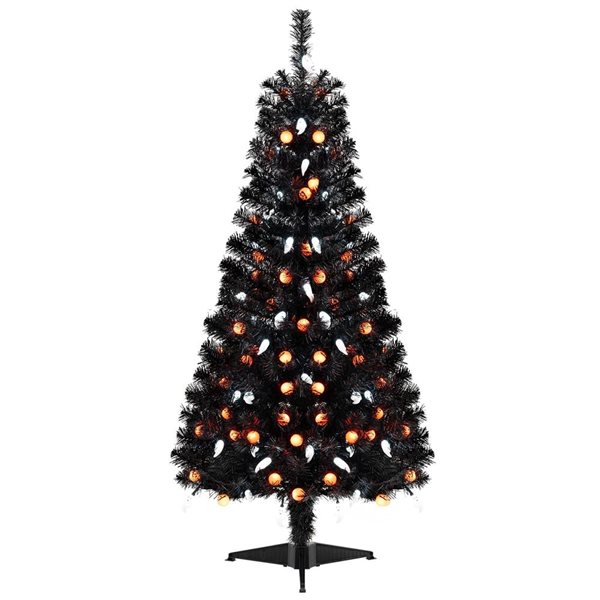 Costway 4.5-ft Artificial Halloween Tree w/ 281 Branch Tips and 65 Orange Pumpkin Lights