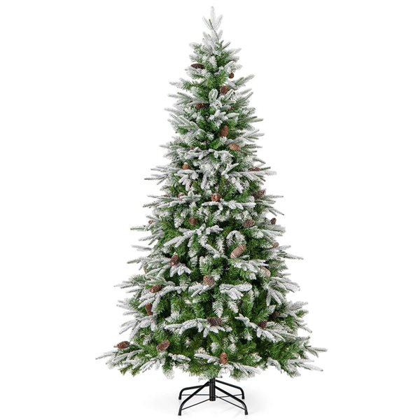 Costway 6-ft Artificial Christmas Tree Hinged Christmas Tree w/ 765 Branch Tips 280 Lights