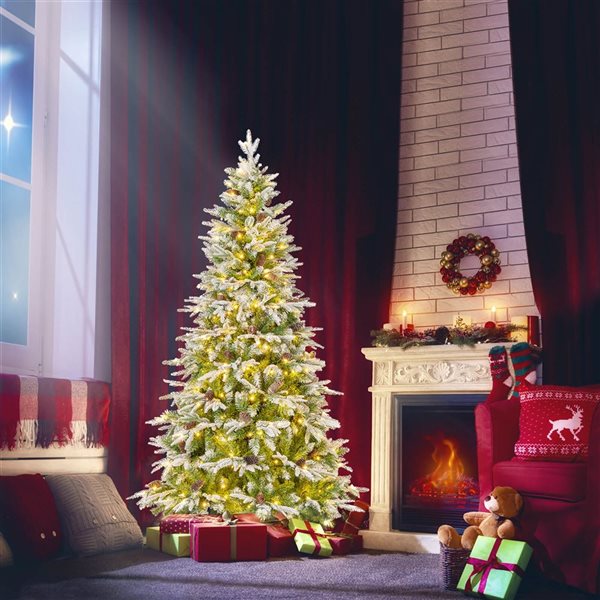 Costway 6-ft Artificial Christmas Tree Hinged Christmas Tree w/ 765 Branch Tips 280 Lights