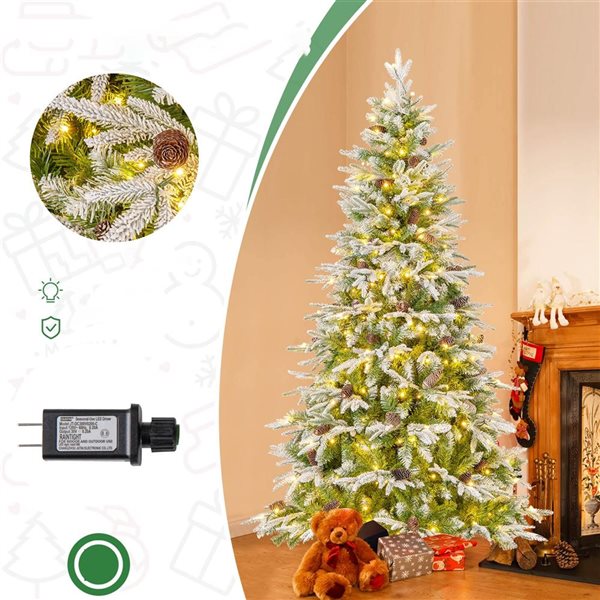 Costway 6-ft Artificial Christmas Tree Hinged Christmas Tree w/ 765 Branch Tips 280 Lights
