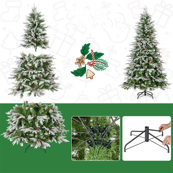 Costway 6-ft Artificial Christmas Tree Hinged Christmas Tree w/ 765 Branch Tips 280 Lights