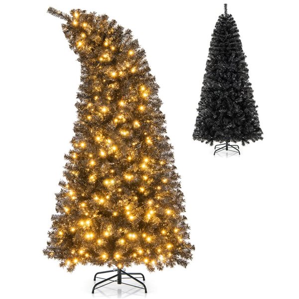 Costway 7-ft Artificial Halloween Tree w/ Bendable Top Section 1050 Branch Tips and 340 Lights