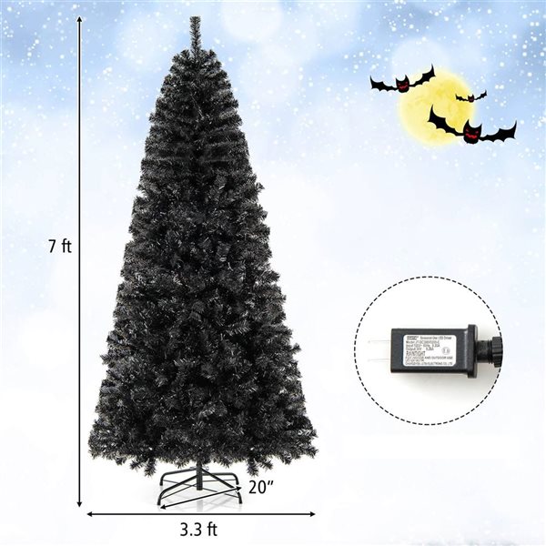 Costway 7-ft Artificial Halloween Tree w/ Bendable Top Section 1050 Branch Tips and 340 Lights