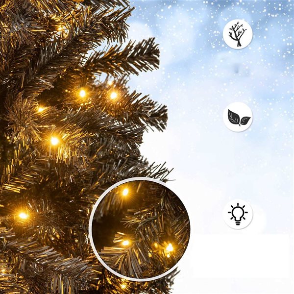 Costway 7-ft Artificial Halloween Tree w/ Bendable Top Section 1050 Branch Tips and 340 Lights