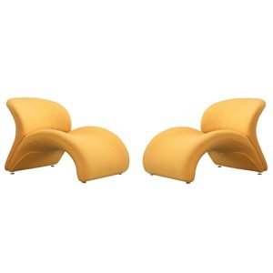 Manhattan Comfort Set of 2 Rosebud Modern Yellow Wool Blend Upholstered Accent Chair
