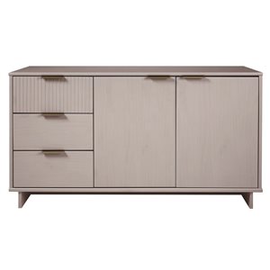 Buffet moderne Granville Manhattan Comfort 55 po l. po en bois gris pâle avec 3 tiroirs à extension complète